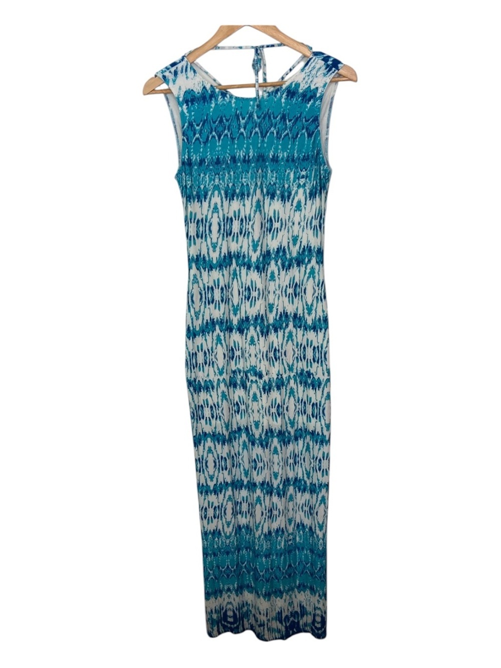 Forest Lily maxi dress blue white bohemian size 6 sleeveless lightweight jersey